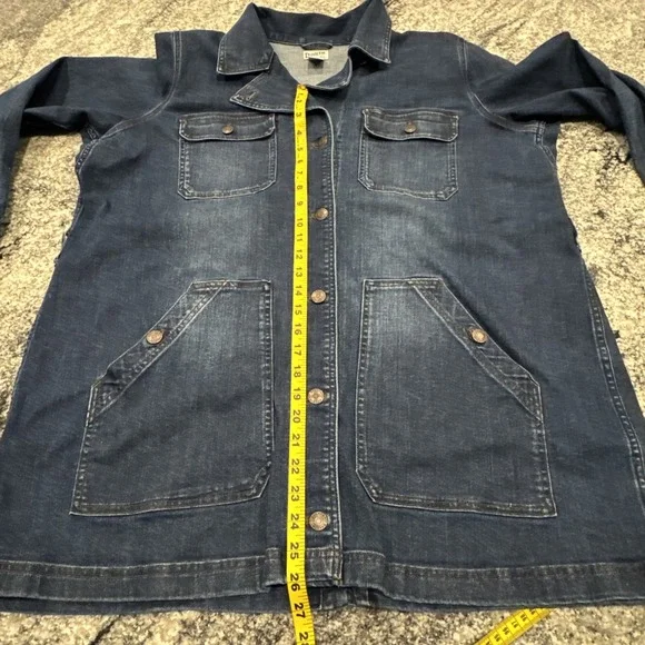 Duluth‎ Trading Denim Trench Jacket Size XL Jean Coat Utility Pockets Blue #923 - Picture 7 of 11
